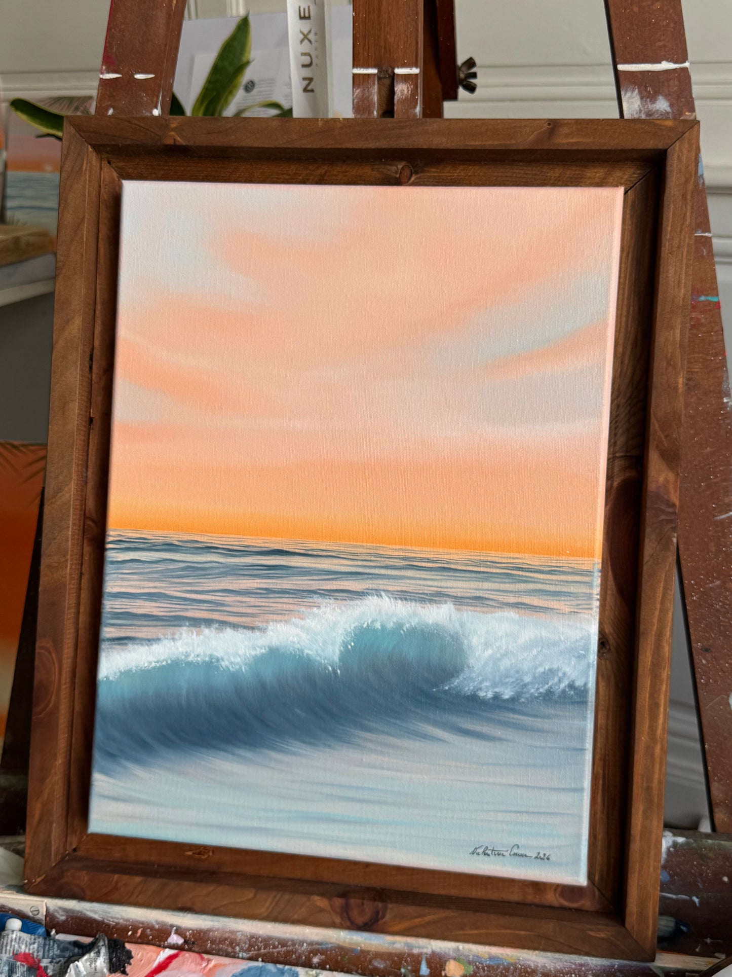 Solstice - Peinture à l'huile sur toile en coton encadrée