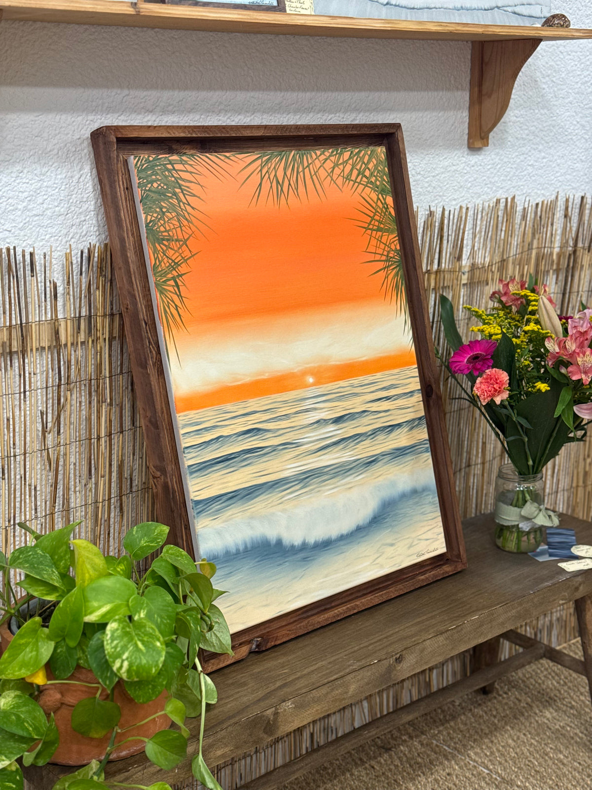 L'orangerie - Peinture à l'huile sur toile en coton encadrée